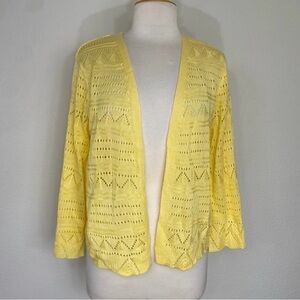 NWT New Women 80 Park Yellow Open Front Boxy Cardigan Size Large Classic Coastal